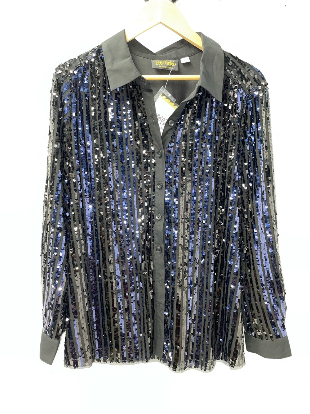 BOB MACKIE BLACK & BLUE SEQUINED BLOUSE FTL-08-065 - Picture 1 of 7
